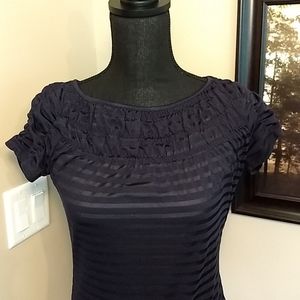 Outback Red Women’s Striped Burnout Blouse Size S with ruching‎